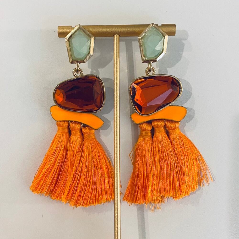 Jewel Tassel Drop Earrings